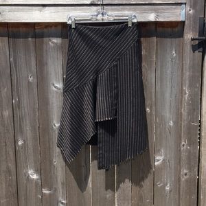 Black pinstripe cross cut skirt